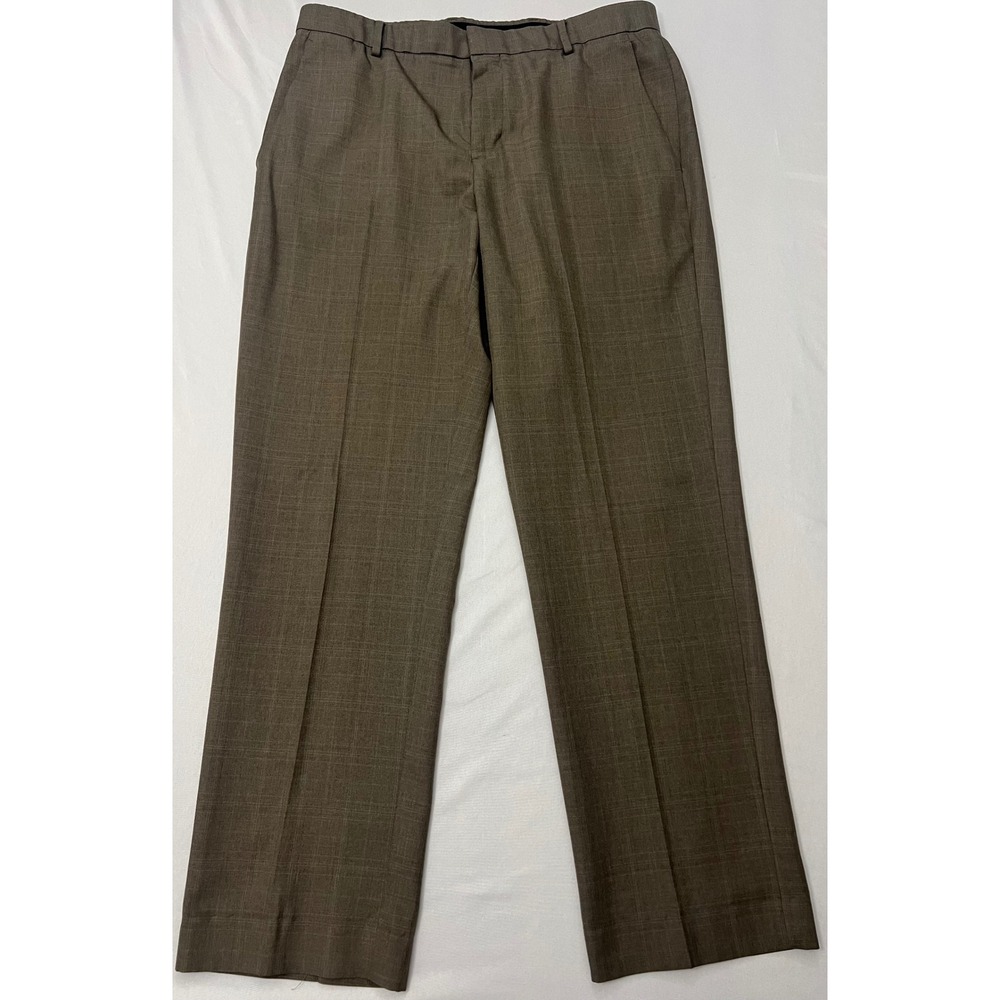 Perry Ellis Portfolio Flex Stretch Dress Pants Mens 33x32 Brown Straight Career